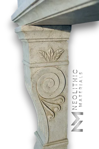 Limestone Fireplace Mantel - Image 4
